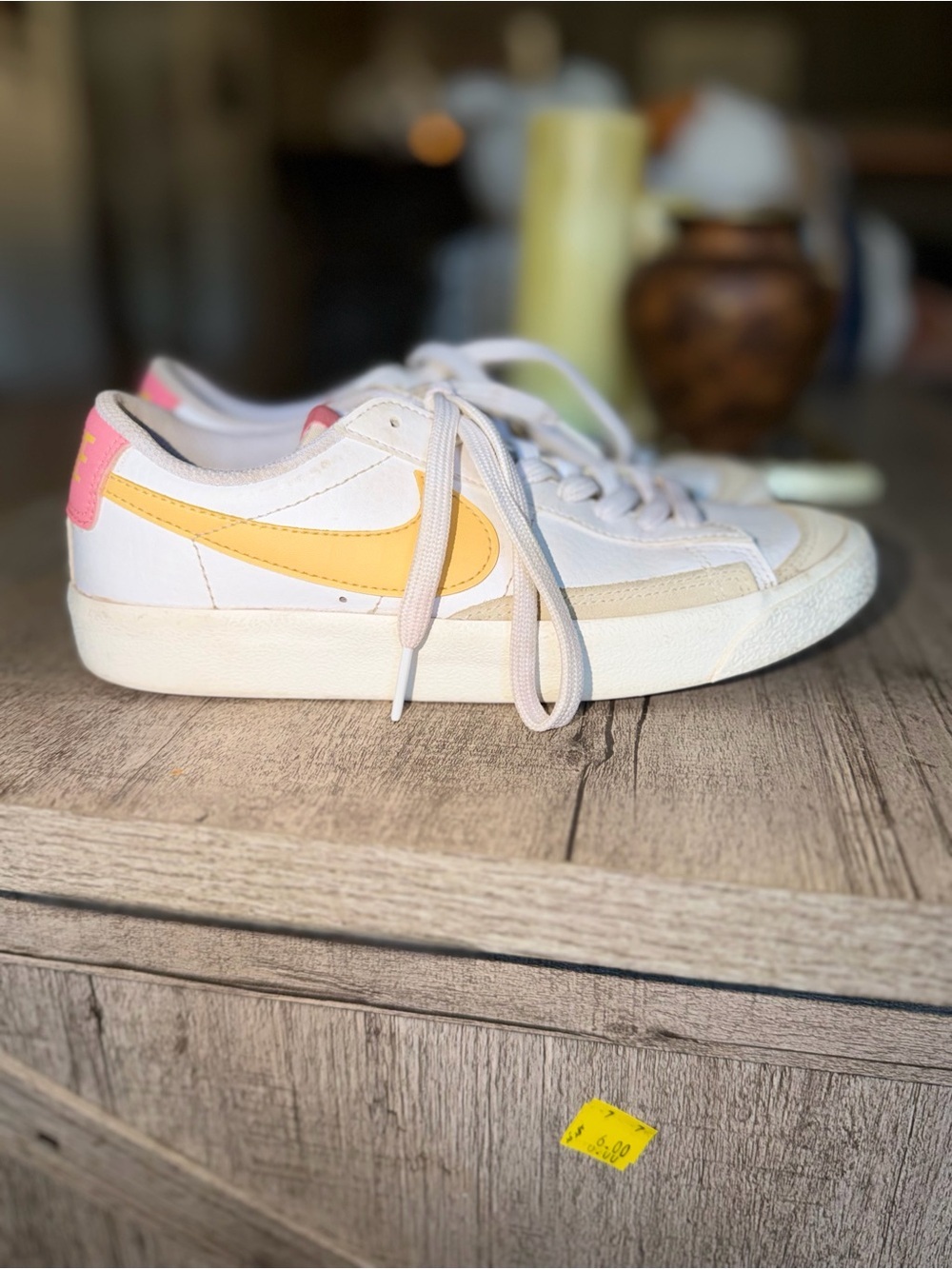 Nike Blazer Low ‘77 White Yellow Pink Sneakers Women’s US 5.5 DA4074-117 - Picture 2 of 7